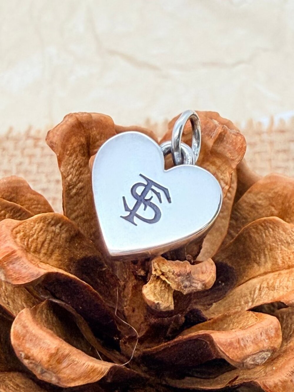 James Avery Florida State University FSU Small Heart Charm Sterling Silver